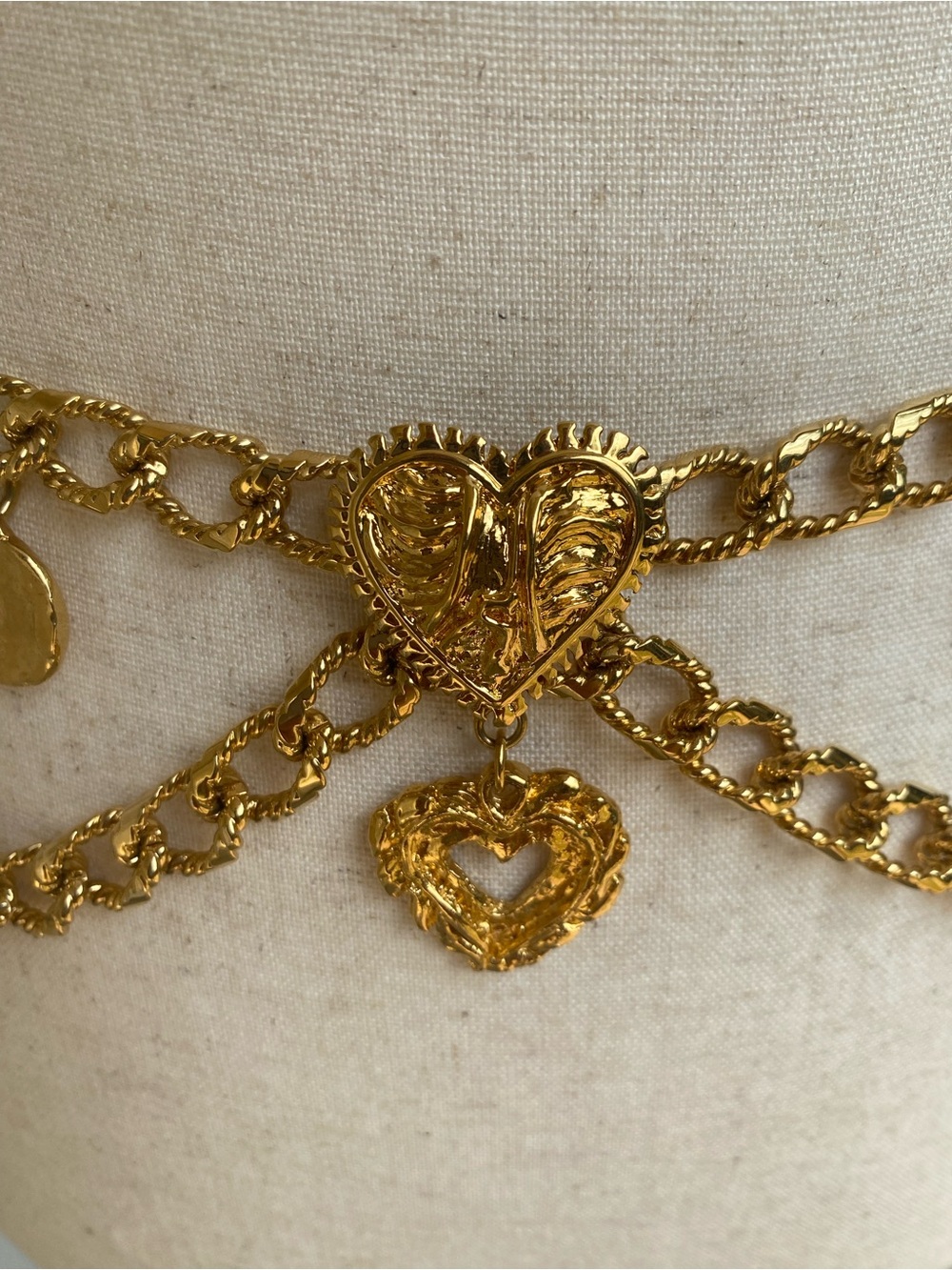Custom Made Gold Heart Charm Chain Belt - Picture 8 of 10